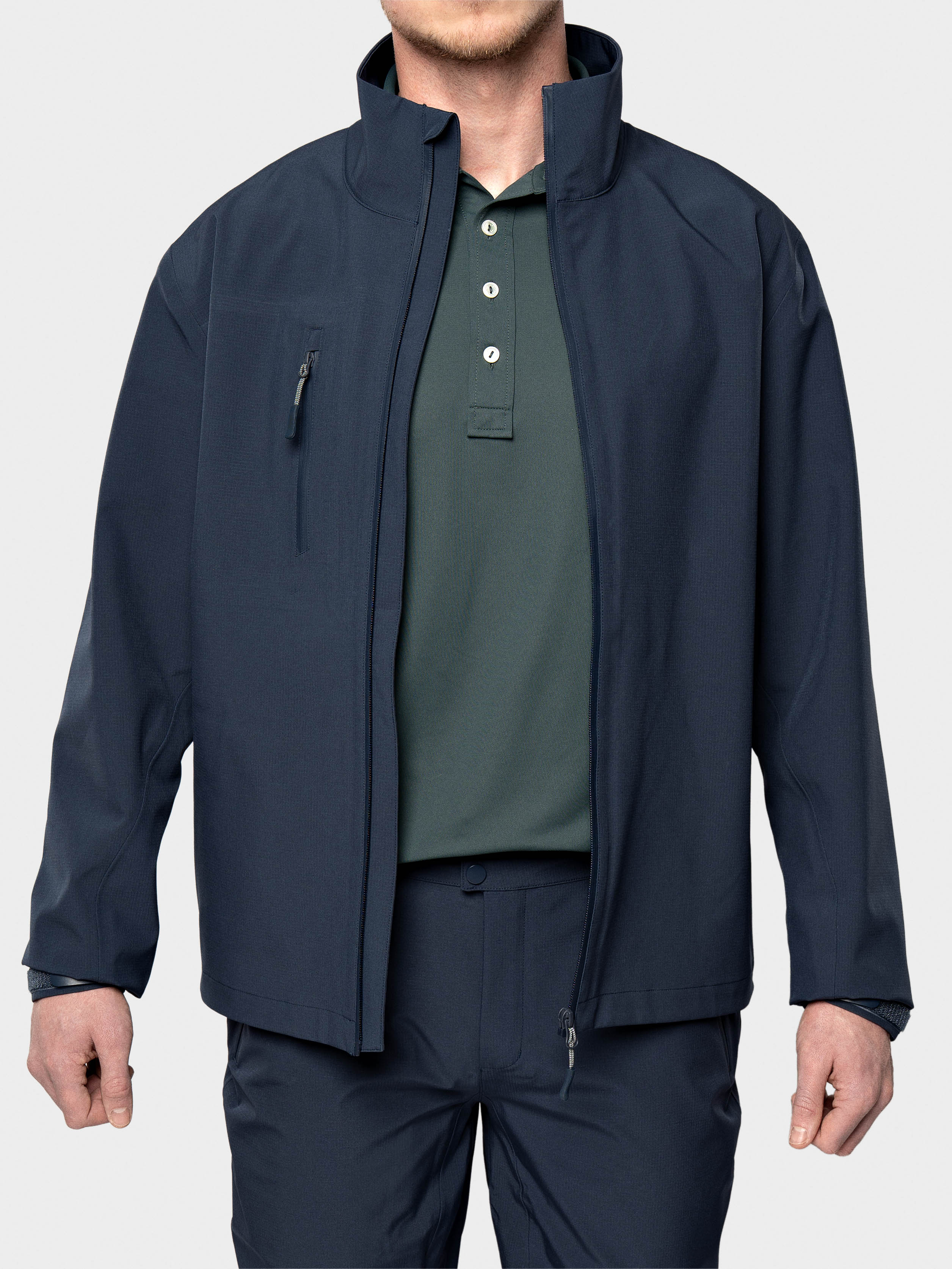 2026 Full Zip Waterproof Links Golf Jacket Navy Blue – HLINC Golf