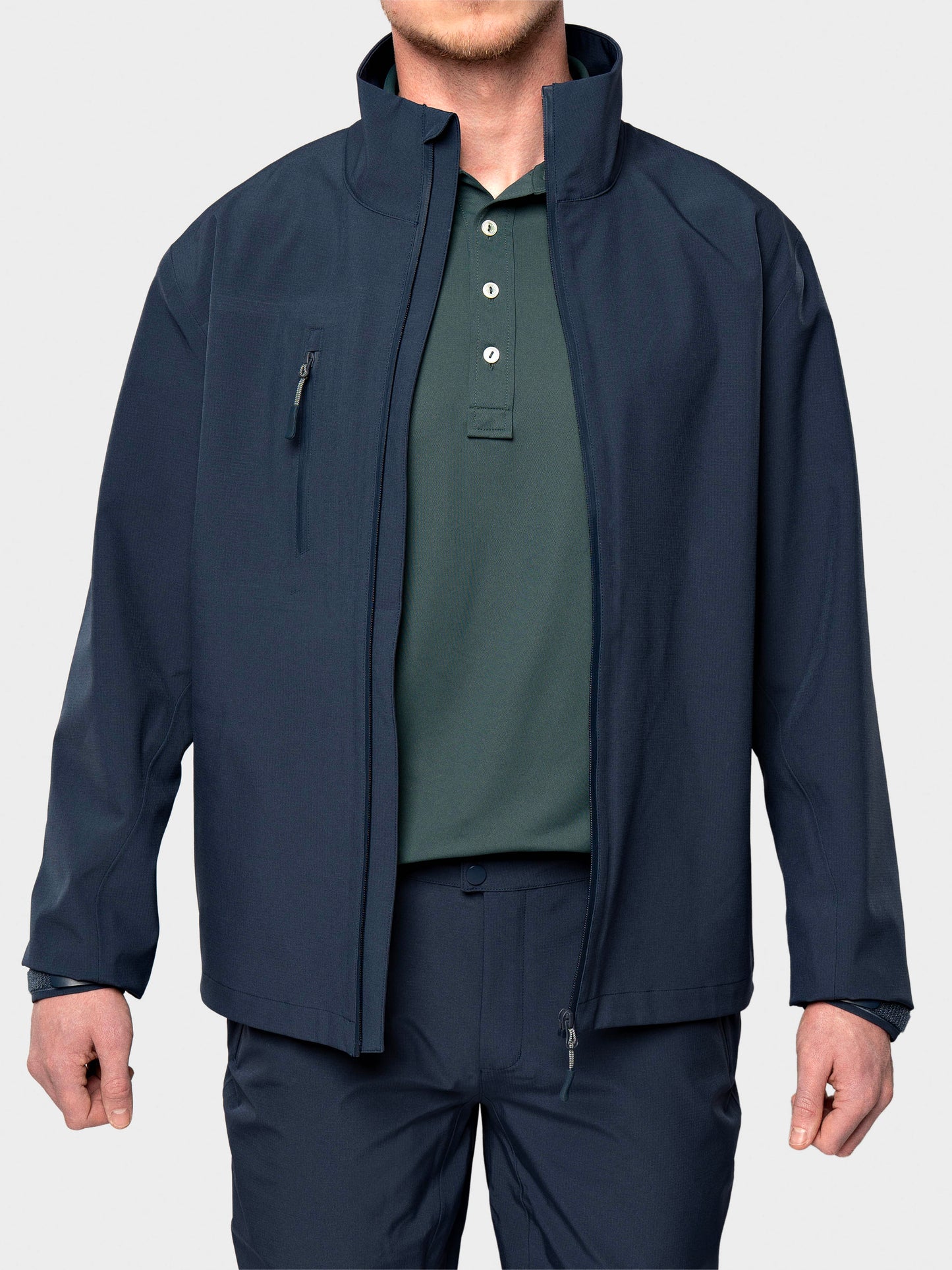 2026 Full Zip Waterproof Links Golf Jacket Navy Blue